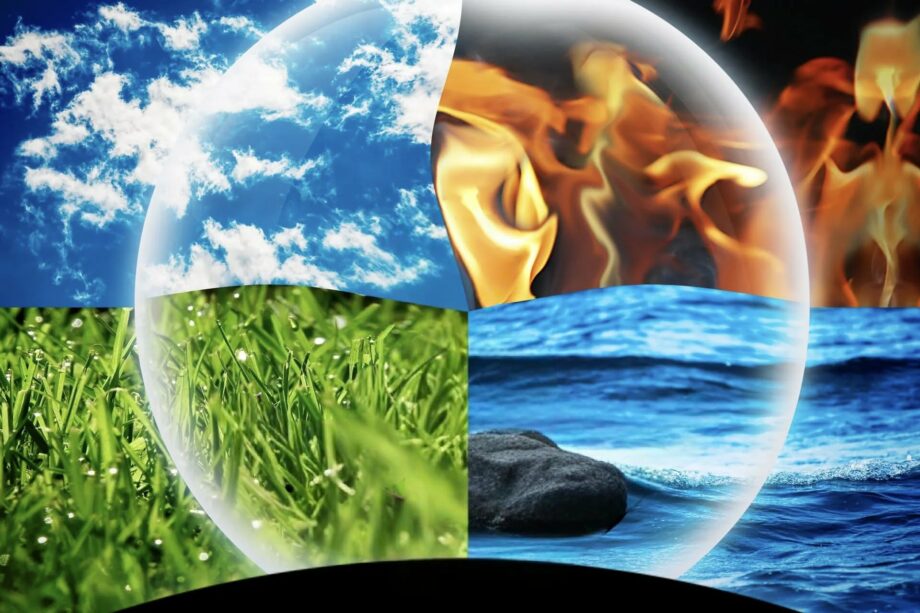 Les quatre éléments : la Terre, l'Eau, l'Air et le Feu et leurs super-pouvoirs